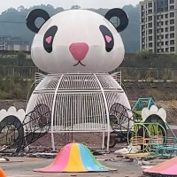 长基无动力游乐设备熊猫蹦床儿童游乐园设备
