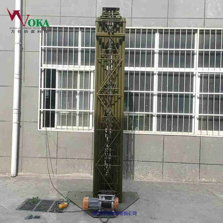 55米车载倒伏升降塔,负载1吨移动式升降雷达塔,应急设备升高支架