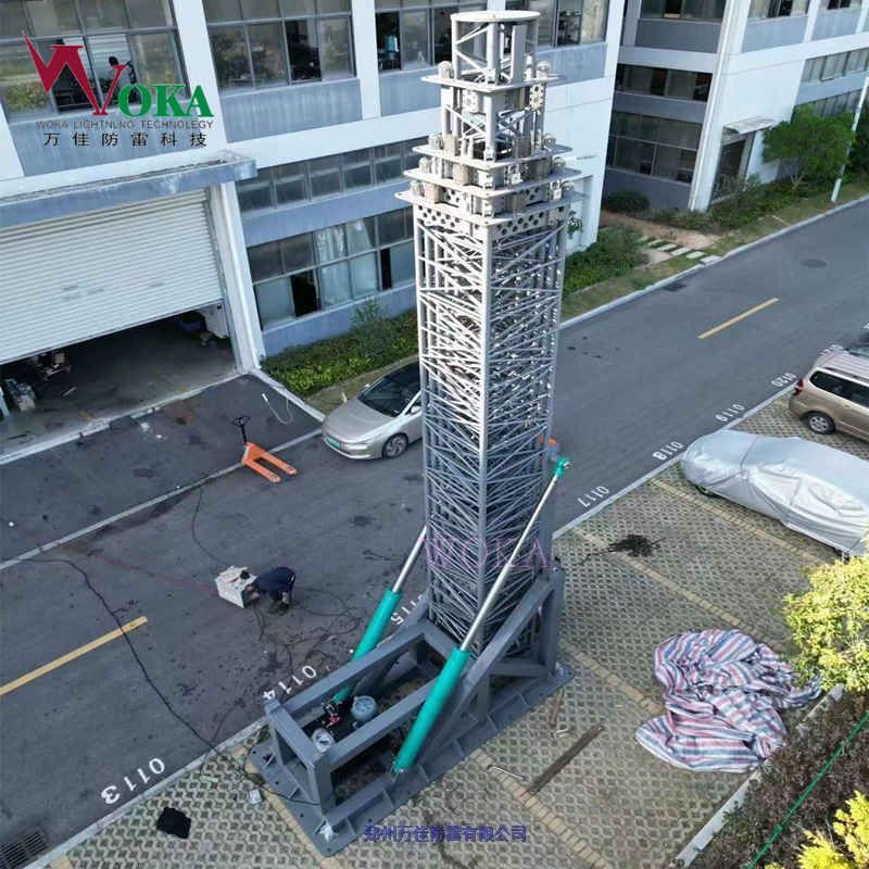 30米户外双杆同升降屏幕支杆,透波玻纤维绝缘避雷针杆,气动自锁升降照明杆