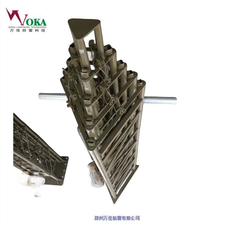 45可倒伏伸缩雷达塔,透波玻纤维绝缘避雷针杆,应急设备升降桅杆