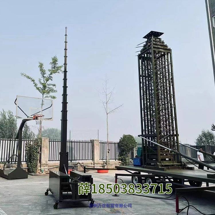 43米车载液压电动升降装置,透波玻纤维绝缘避雷针杆,应急设备升降桅杆